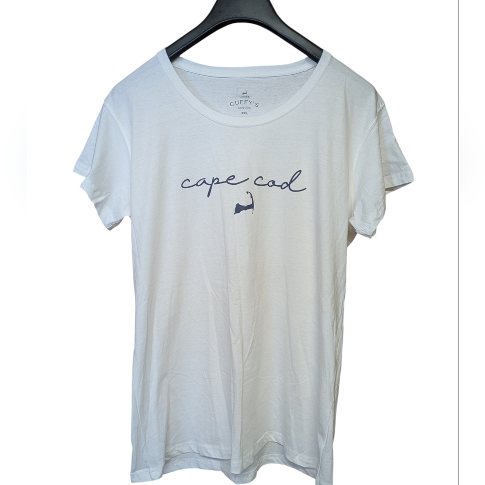 Cuffy's Cape Cod White Ladies Scoop Neck T Shirt Size 2XL